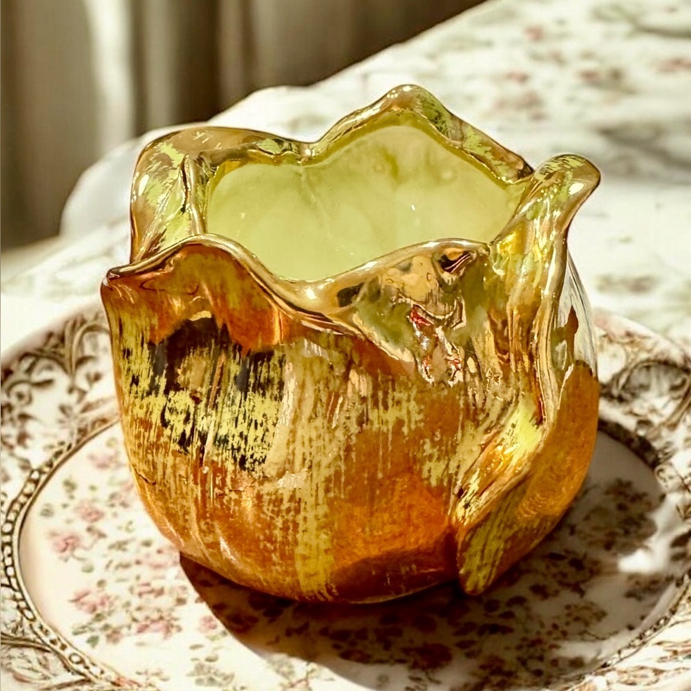 Rare Stangl Pottery MCM Avocado Green 24k Hand Painted Vase - Picture 7 of 15